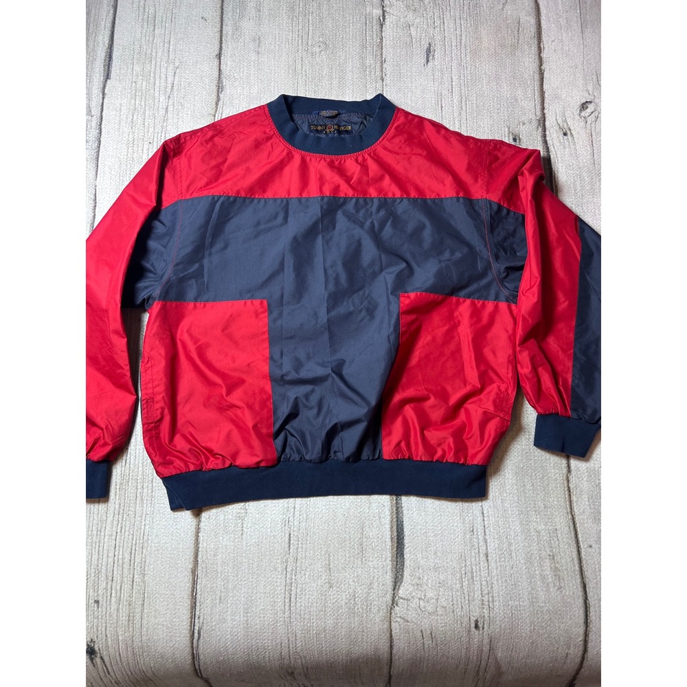 Tommy Hilfiger Golf Windbreaker Mens XL Red Navy Colorblock Pullover
